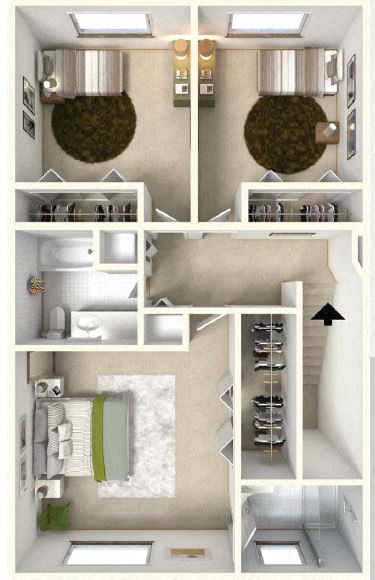 Floor plan for 3 beds, 2.5 baths, 1800 sqft